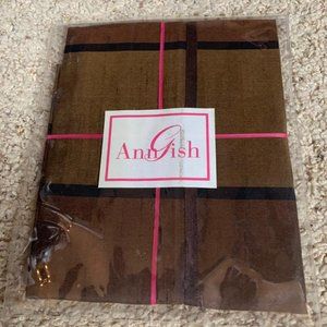 $275! NWT Ann Gish Dupione Stripe Chocolate / Amber KING Pillow Sham